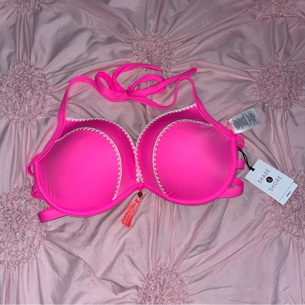 New hot pink Shade & Shore bikini top 34DD